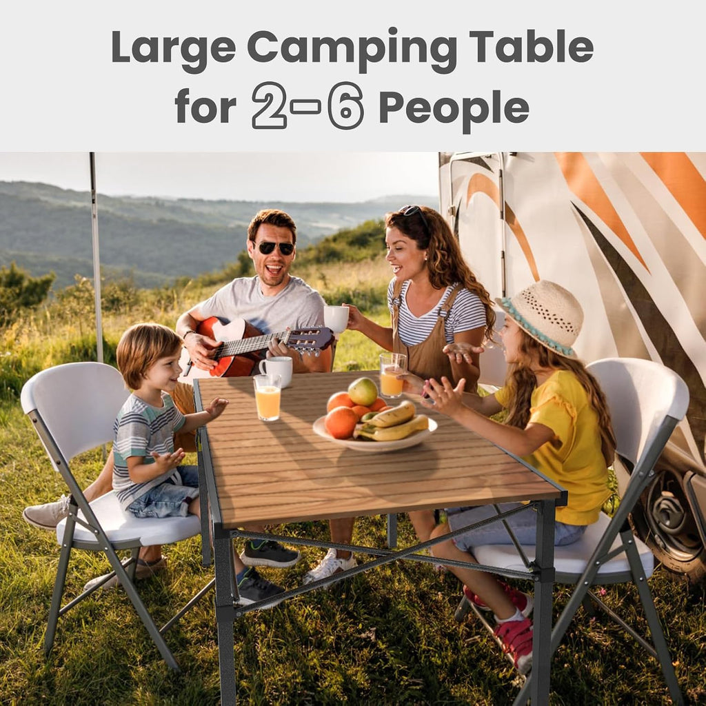 Join Nature 46.4" Large Camping Table for 2-6 People, Heavy Duty Foldable | Camp Table with Aluminum Roll-Up Top & Carry Bag, Supports 220 lbs, Portable Folding Table for BBQ, Tailgating, Backyard