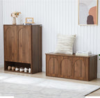 Storage Chest, 43'' Wood Storage Trunk with Flip-Top, Farmhouse Wooden Shoe Storage Bench for Hallway, Bedroom, Living Room, Walnut