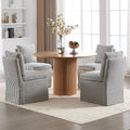 Kmax Slipcovered Dining Chairs Set of 4, Modern Upholstered Armless Kitchen Chair, Accent Single Sofa Chair for Diningroom Livingroom, Blue Stripe
