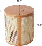 Christopher Knight Home Aurl 15.70" Round End Table, Hollow Woven Side Table, Small Rubber Wood Nightstand, Rattan Woven Tea Desk, Round Wood Tabletop, Chic Home Deor Desk, Easy Assembly, Natural
