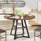 knoworld Round Dining Table for 4, Kitchen Tables Dining Room Circle Dinner Table with Pedestal Metal Frame, Space Saving Wood Industrial Kitchen & Dining Room Tables, Walnut 43In