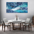 NINEASO Blue Abstract Canvas Wall Art - Turbulent Abstract Ocean Picture Blue Green Teal Wall Decor Roaring Waves Canvas Painting Abstract Prints Artwork for Living Room Bedroom Decoration 29" x 58"