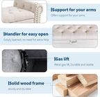 51in Bedroom Storage Bench for End of Bed, Upholstered Ottoman Bench with Button Tufted Design and Rolled Arms, Anti Cotton and Linen Entryway Bench with Safety Hinge for Living Room, Closet, Gray