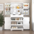 Modern Kitchen Pantry Cabinet, 71" Height Tall Freestanding Cupboard with a Drawer,3 Sliding Rack,6 Hanging Shelves,Fluted Kitchen Organizer Storage Cabinet for Dining Room Living Room (White-1)