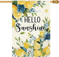 AVOIN colorlife Summer Lemon Floral House Flag 28x40 Inch Double Sided Outside, Hello Sunshine Seasonal Yard Outdoor Flag