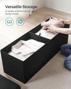 SONGMICS 43.3 Inches Folding Storage Ottoman Bench, Load 660 lb | Ottoman Foot Rest, Storage Chest, for Living Room, Entryway, Ink Black, MINOTA Collection ULSF077B01