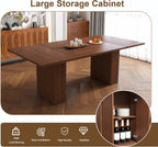 78.74" Dining Table Set for 8 with Storage Cabinet, Large Rectangular Dining Table Set with 8 Upholstered Chairs, 9 Piece Walnut Dining Room Table and Chairs Set for Big Family