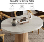 homary Extendable Dining Table for 6 Round to Oval 39"-55", Solid Wood Kitchen Table for 4-6 People, Space-Saving Design for Small Spaces & Family Gatherings
