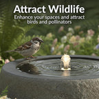 Sunnydaze Outdoor Water Fountain with LED Light - Polystone Round Bowl Bubbler Water Feature with Pump - 9.5" H - for Patio, Garden, Deck, Relaxation and Stress Relief - Gray