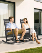 SERWALL Outdoor Rocking Chair Set of 2, Oversized Rocking Chair with Footboard for Adults, HDPE All Weather Resistant Rocking Chairs for Patio, 350lbs Weight Capacity, Gray