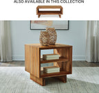 Signature Design by Ashley Dressonni Rustic End Table with 2 Open Shelves, Light Brown