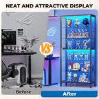 71.2" 6-Tier Display Cabinet with Glass Doors for Collectibles, Black