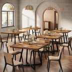 Tribesigns Square Commercial Dining Table Set of 6, 31.5" Dinner Table with Metal Base, Wooden Kitchen Table for Restaurant, Cafe, Bakery, School, Apartment, Dark Brown