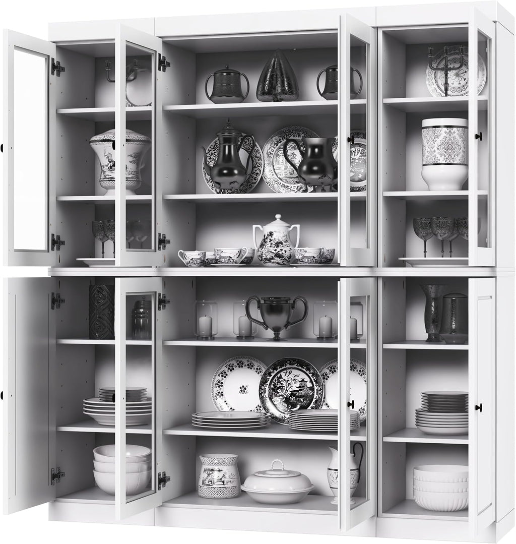 Palace Imports 100% Solid Wood Kitchen Pantry, White, 65" w x 71.5" h x 15.5" d, Renewable Eco-Friendly Wood, Made in Brazil