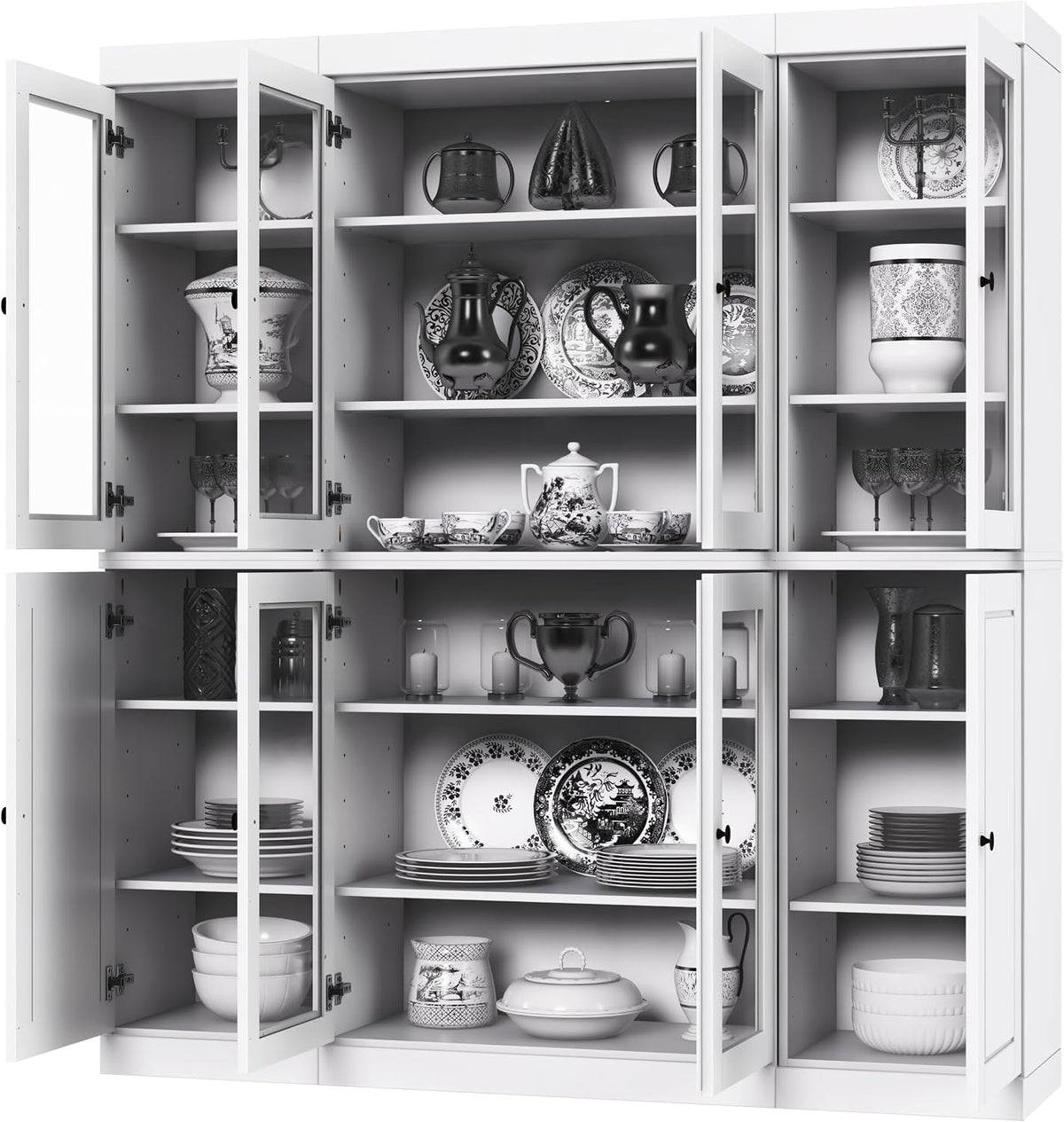 Palace Imports 100% Solid Wood Kitchen Pantry, White, 65" w x 71.5" h x 15.5" d, Renewable Eco-Friendly Wood, Made in Brazil