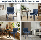 Kidol & Shellder Dining Chairs Set of 2, Mid Century Modern Kitchen Chairs with Metel Legs, PU Leather Upholstered Side Chair for Dining Room, Living Room, Lounge, Restaurant, Navy Blue