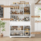 FACBOTALL 74" Pantry Cabinet, Tall Kitchen Pantry with 6 Doors & 2 Drawers | Kitchen Hutch with Wide Countertop, Modern Kitchens Cupboard with Adjustable Shelves and Charge Holes, White