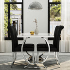 Asday Black and Silver Dining Chairs Set of 2, Modern Faux Leather Upholstered Dining Room Chairs with High Back and Metal Chrome Legs for Kitchen, Living Room, Restaurant, Apartment