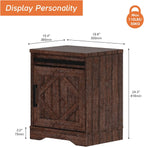 WAMPAT 24.3" H Storage Cube,Rustic End Table with Drawers and Adjustable Storage Shelves, Wood Side Table with Barn Doors for Living Room,Bedroom,Dark Walnut Brown