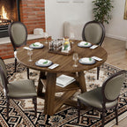 Sannwsg 43 Inch Round Dining Table for 4, Circle Kitchen Tables with Wooden Pedestal Base, Round Kitchen Table for Dining Room, Kitchens, Living Room