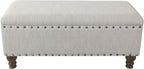 Homepop Home Decor | Upholstered Bench with Nailhead Trim | Large Ottoman with Storage for Living Room & Bedroom | Decorative Home Furniture, Gray Woven