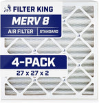 Filter King 27x27x2 Air Filter | 4-PACK | MERV 8 HVAC Pleated A/C Furnace Filters | MADE IN USA | Actual Size: 26.5 x 26.5 x 1.75"