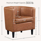 Yaheetech Barrel Accent Chairs Set of 2, Modern Armchairs, Brown