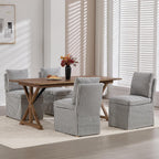 Kmax Slipcovered Dining Chairs Set of 2, Modern Upholstered Armless Kitchen Chair, Accent Single Sofa Chair for Diningroom Livingroom, Blue Stripe