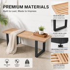 HNY Modern Entryway Bench Wood Dining Bench Minimalist Nelson Bench with Metal Legs for Bedroom Dining Room Hallway Foyer Living Room, Natural Finish