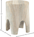 Meridian Furniture 99054Travertine-ET Foligno Collection Art Deco Indoor/Outdoor Concrete End Table with Travertine Finish, 14" W x 14" D x 18" H, Travertine