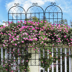 4 Pack Metal Garden Trellis 86.7" H Garden Fence Rustproof Trellis for Climbing Plants Support Roses Flower Outdoor Lawn Black