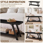 LVB Black Entryway Bench with Storage, Wood Bench for Entryway, 47 in