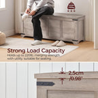 MAHANCRIS 47.2" Storage Chest Extra Large, Wooden Storage Bench with 2 Safety Hinges, Entryway Shoe Bench, 47.2x15.7x19.7 Inch, Easy Assembly, Storage Trunk for Living Room, Bedroom, Greige SCHG4901