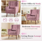 Modern Accent Chair, Upholstered Armchair with Pillow, Fabric Single Sofa Chair with Lounge Seat Solid Wood Legs Accent Chair for Living Room Bedroom Small Spaces (Purple)