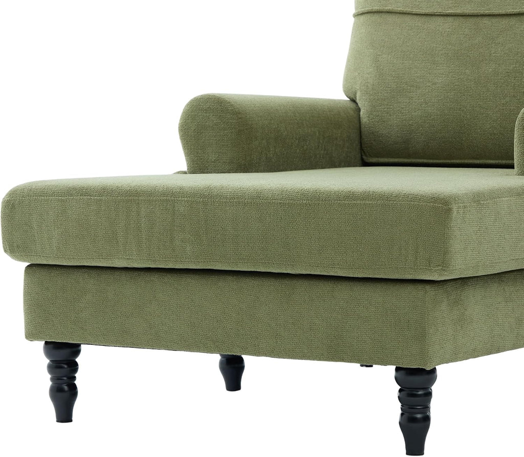 Eafurn 38" Modern Chaise Lounge Recliner Daybed Indoor, Comfy Chenille Upholstered Single Sofa Bed with Wodden Legs and Side Pockets, Deep Seat Sleeper Armchairs Couch for Living Room