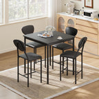 EROMMY Dining Table Set for 4, Modern Kitchen Table and Chairs with PU Leather Upholstery, Wood Dining Table with Chairs for Small Space, Dining Room, Gray
