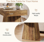 Tribesigns Small End Table, Rustic Square Side Table with Wide Base, Farmhouse Small Nightstand Beside Bed, Next to Armchair, for Living Room, Brown