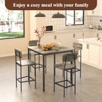 Kitchen Table and Chairs of 4, 5 Piece Dining Table Set | Sturdy Industrial Space Saving Dinette Set for Pub, Family Dinners, Apartment, Gray