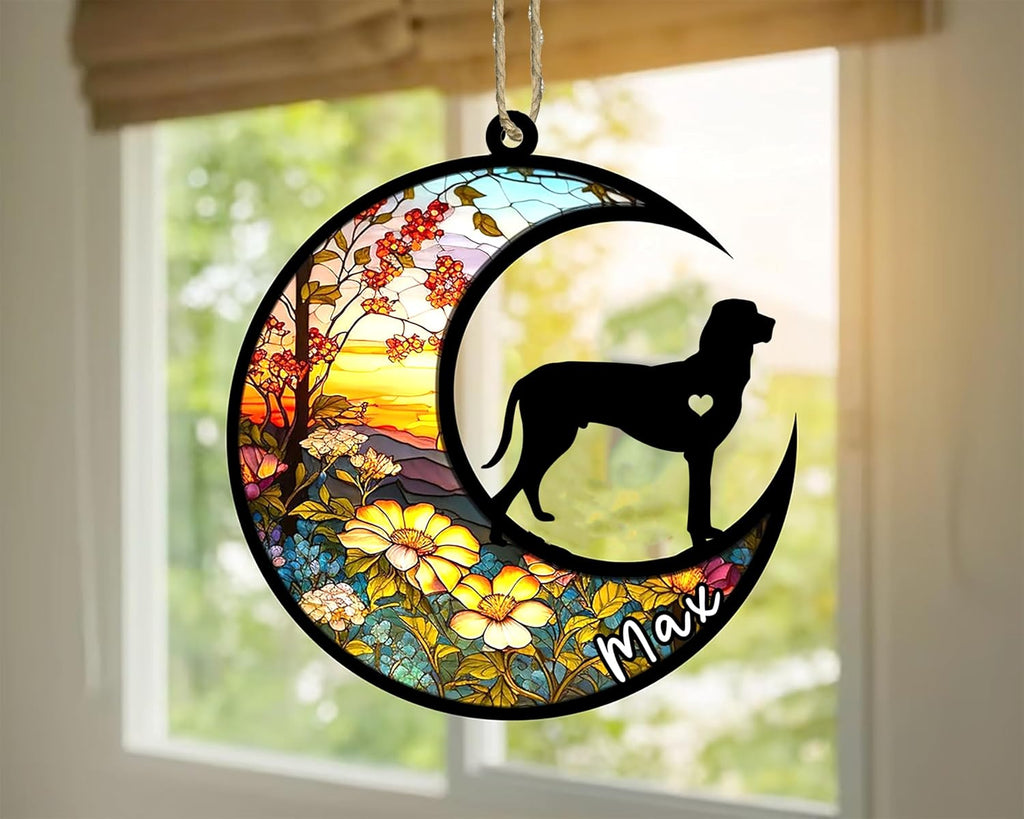 Personalized Dog Memorial, Custom Name Porcelaine Dog Christmas Ornament with Name, Custom Breeds, Pet Loss Light Catcher, Gifts for Lovers Loss of Pet Sympathy on Mothers Day Christmas