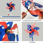 IiILittle 12 Pack Patriotic Pinwheels, No Assembly Required, American Flag Pinwheels, Wind Spinners for Yard for 4th of July Decor, Memorial Day Decor, Patriotic Outdoor Decor