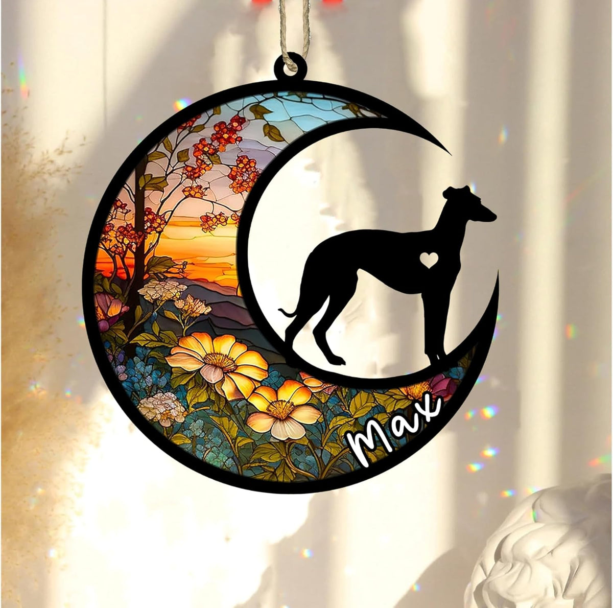 Personalized Dog Memorial, Custom Name Weimaraner Dog Christmas Ornament with Name, Custom Breeds, Pet Loss Light Catcher, Gifts for Lovers Loss of Pet Sympathy on Mothers Day Christmas