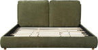 Merax King Linen Blend Platform Bed with 2 Headboard Pillows, Olive Green