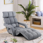 DORTALA Foldable Lazy Floor Sofa, Indoor Chaise Lounge Sofa, 6-Position Folding Padded Lounger Bed with Adjustable Armrest, Backrest and Footrest for Living Room, Bedroom, Office, Gray