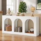 Tribesigns 70.9" White Console Table with Storage, Wood Entryway Entry Table with 3 Arched Shelves for Foyer, Hallway, Living Room, Behind Couch Sofa, Narrow Long