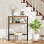 Asgolion Narrow Console Table, 23.6" Small Entryway Table, 2-Tier Sofa Table with Storage, Skinny Console Tables for Entryway, Hallway, Bedroom, Living Room, Foyer, Rustic Brown
