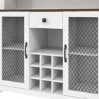 JIJIWANG 70.9" Kitchen Pantry Storage Rustic Buffet Cabinet,Kitchen Hutch Cabinet with LED Outlets Food Pantry Cabinets with Doors and Shelves Wine Rack for Dining Room,for Dining Room,White