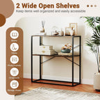 Giantex 36" Narrow Console Table, 2-Tier Entryway Tables with Wood Grain Top & Heavy-Duty Metal Frame, Behind Couch Table, Rustic Sofa Tables with Open Storage Shelves for Entrance, Living Room, Foyer