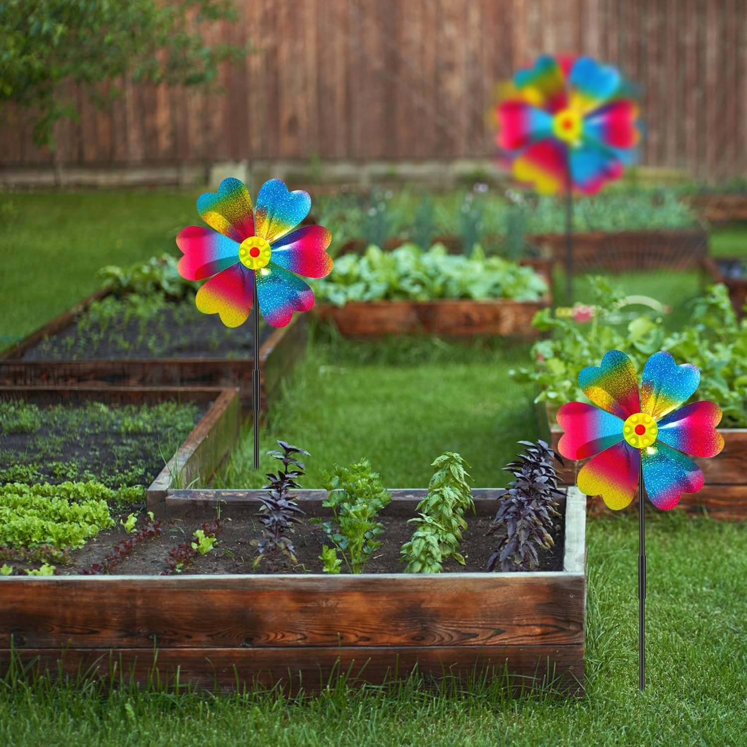 4PCS Wind Spinners for Yard and Garden, Sparkly Lawn Yard Decorations Pinwheels Colorful Whirligigs Windmill for Christmas Outdoor Decor (Sparkly)