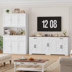 BOTLOG 2PCS Kitchen Cabinets, 71” Large Sideboard Buffet Cabinet with Storage, 72" Tall Pantry Cabinet with Microwave Stand, Wood Coffee Wine Bar Console Table for Kitchen, Dining Room, White