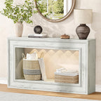 Rresyet 55" Narrow Entryway Console Table with LED Lights & Storage, White